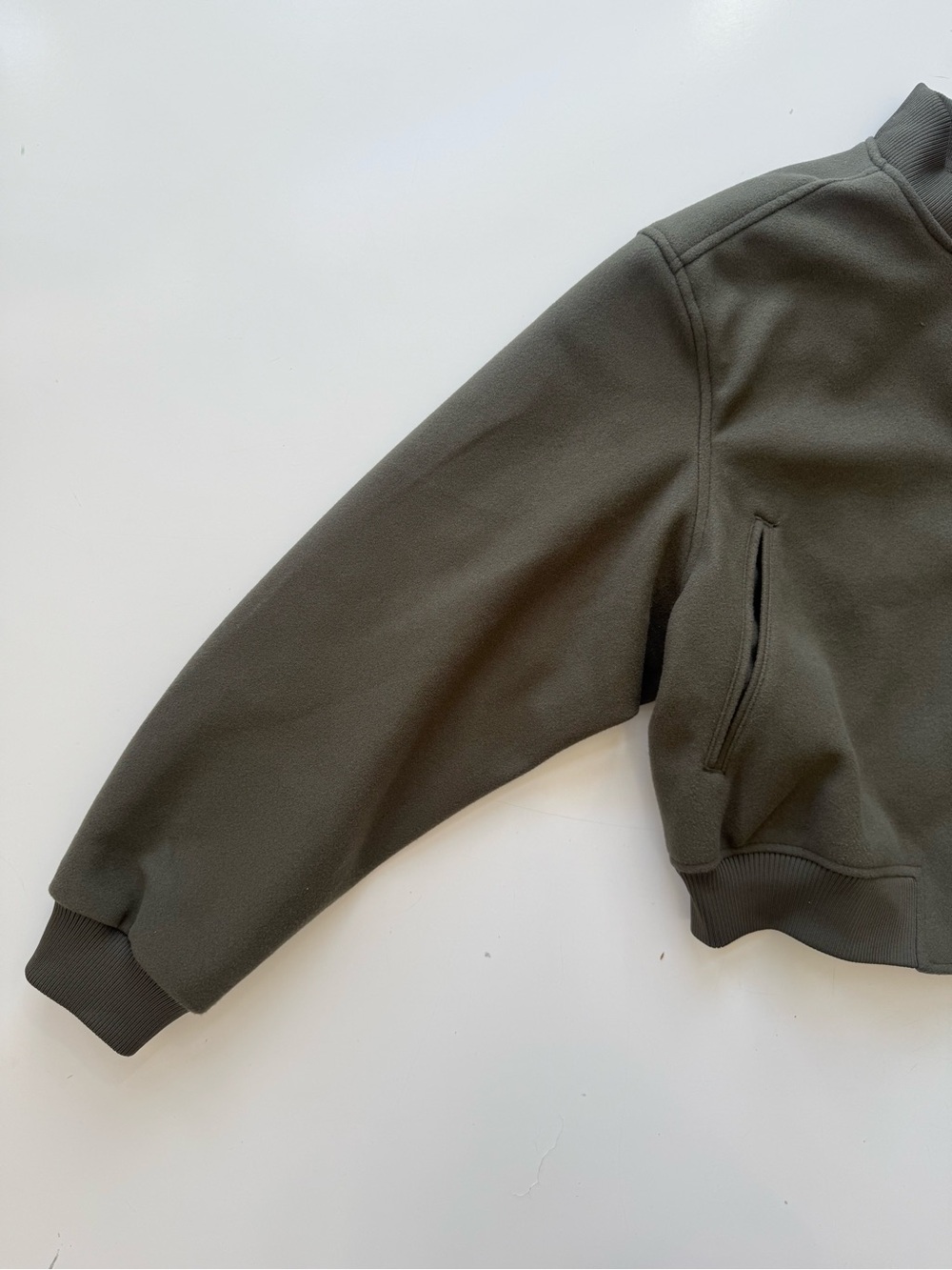 H&M Felted Bomber Jacket Olive Green Size Medium View 5